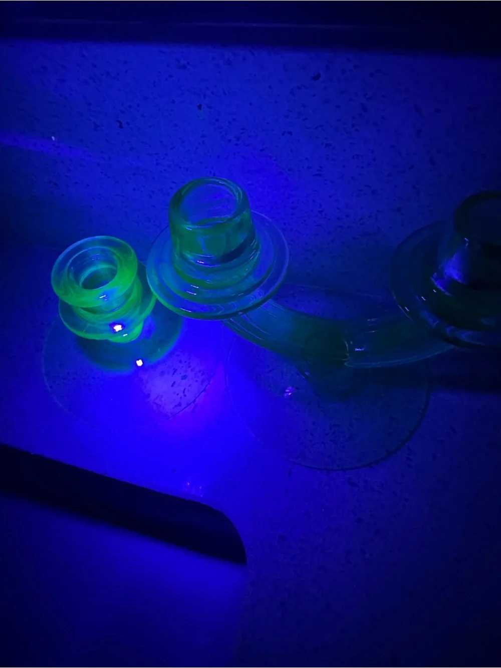 Green glow candlestick holders- Imperfect/flaws